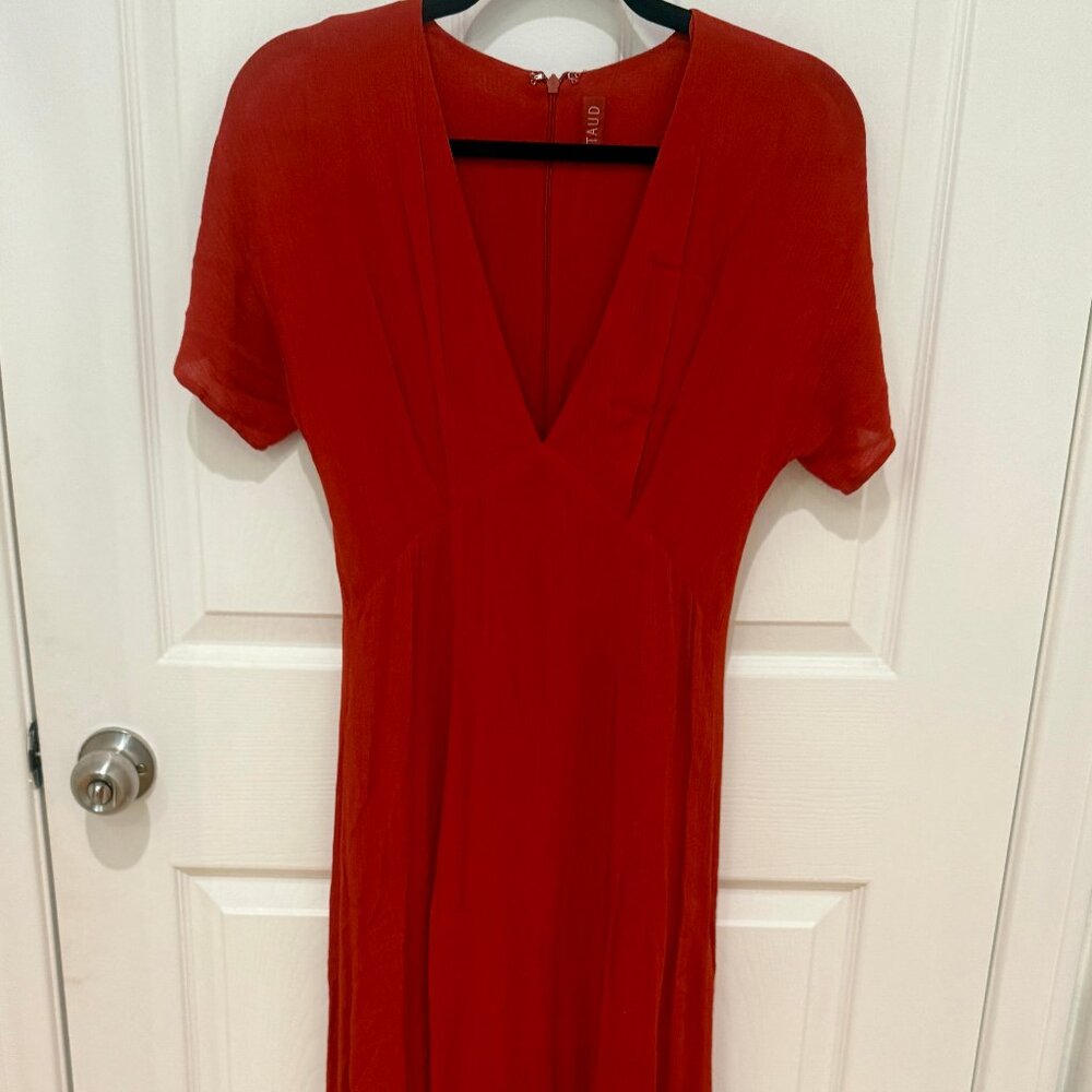 RED STAUD V-NECK MIDI MAXI DRESS THAT DAKOTA JOHNSON MADE FAMOUS VALENTINE'S DAY